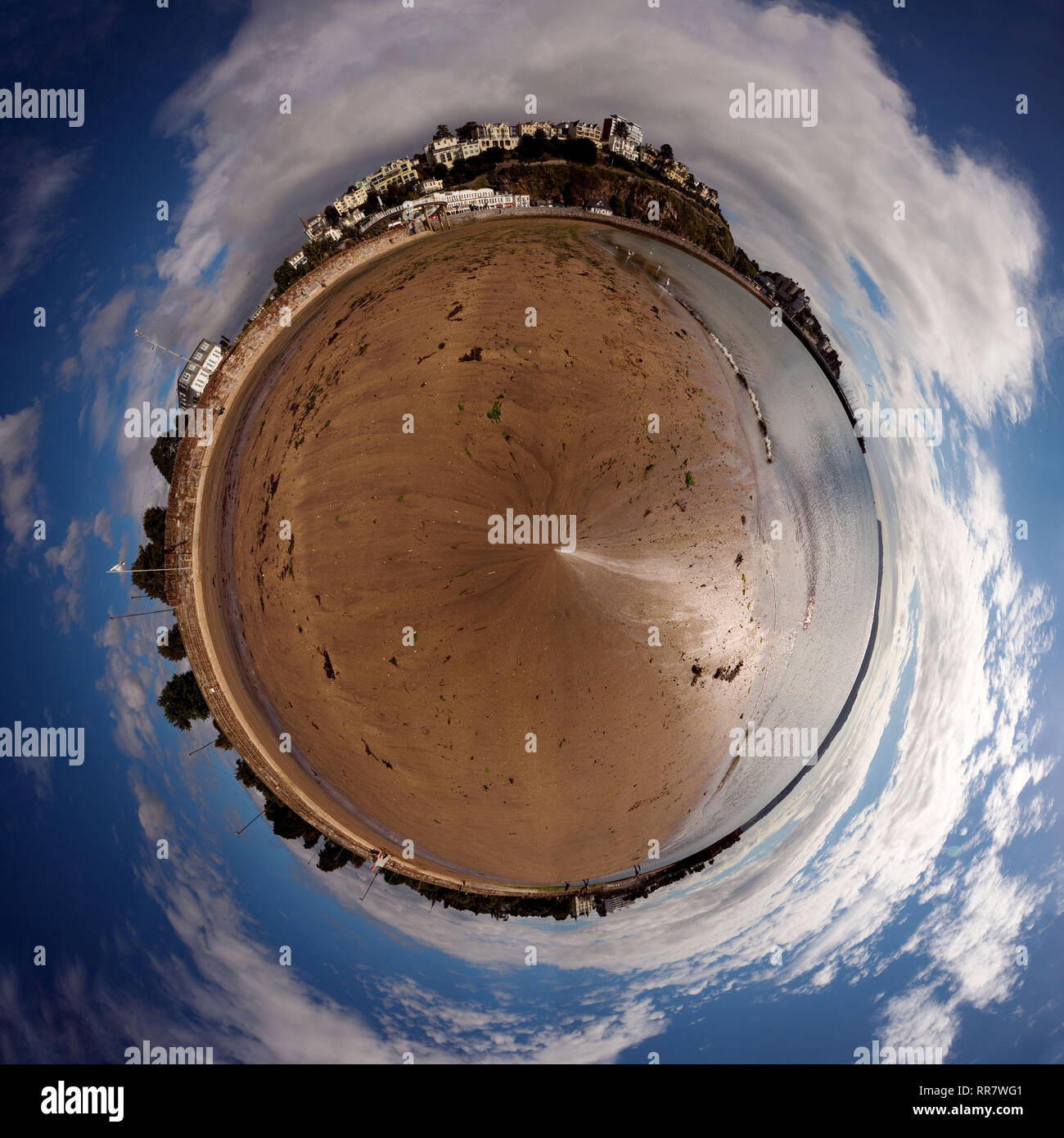 A 360 gradi l'immagine panoramica della vecchia Torquay. Foto Stock