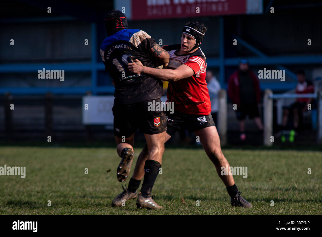 Cardiff draghi blu ospitare uno sviluppo del Galles occidentale Raiders XIII in una partita amichevole a Glamorgan Wanderers. Credito: Lewis Mitchell. Foto Stock