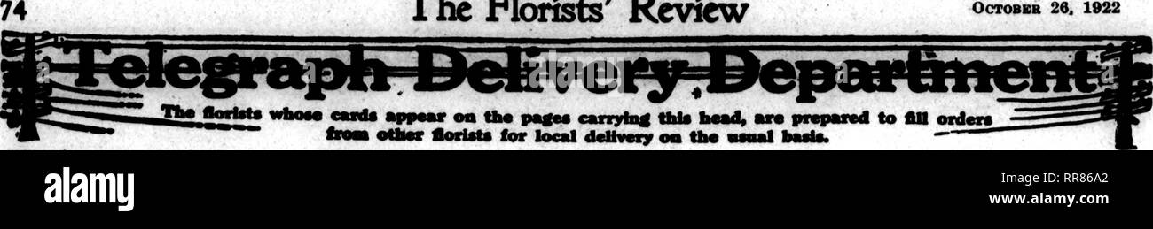 . Fioristi' review [microformati]. Floricoltura. I fioristi^ Review OcTOBBB 26. 1922. Un' uffalo NEW YORK F.T.D. Membri lLVS/,'ti"j|,vs-'LVg,'4U"/jLVS/JLVS/JLV" Felton il negozio di fiori 1388 Main Street W. H. Sievers 330 Genesee Street S. A. Anderson 440 Main Street Colonial negozio di fiori 230 Delaware Avenue Wm. H. Grever 77 e 79 Allen Street Kramer il fioraio 1291 Jefferson Street Lehde &AMP; Galley 2165 Seneca Street W. J. Palmer &AMP; Figlio 304 Main Street Scott il fioraio e principali strade Balcom Charles Sandiford 2692] Main Street. Si prega di notare che queste immagini vengono estratte dalla pagina sottoposta a scansione im Foto Stock