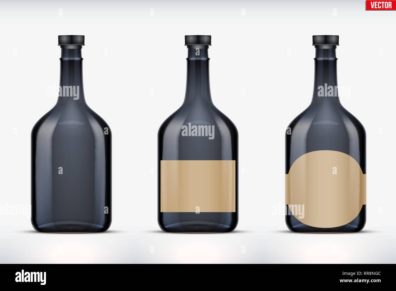 Bottiglia di rum impostare mockup Illustrazione Vettoriale