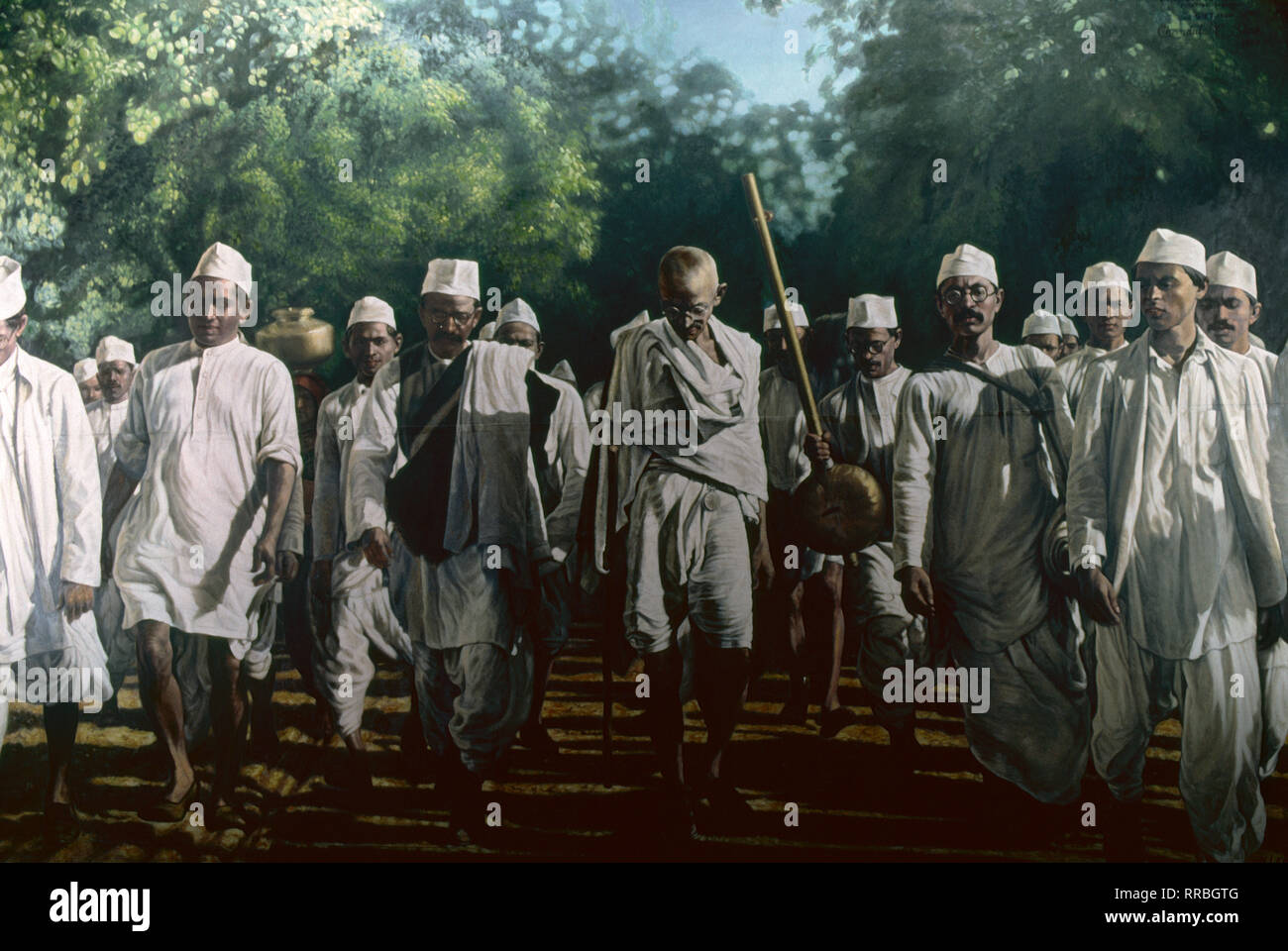 Mohandas Karamchand Gandhi, genannt Mahatma Gandhi (Geboren am 2. Oktober 1869 a Porbandar, Gujarat, Indien; Starb 30. Januar 1948 in Neu-Delhi, durch ein Attentat) , indischer Rechtsanwalt, Pazifist, Menschenrechtler, politischer und geistiger Führer der indischen Unabhängigkeitsbewegung. Gandhi führte 1947 durch den gewaltfreien Widerstandes Das Ende der britischen Kolonialherrschaft über Indien herbei. Foto: attivista per i diritti umani del Mahatma Gandhi a Delhi (dipinto) / il Mahatma Gandhi (nato il 2 ott. 1869; morì il 30 gennaio 1948), è stato un grande interesse politico e leader spirituale di India e I Foto Stock