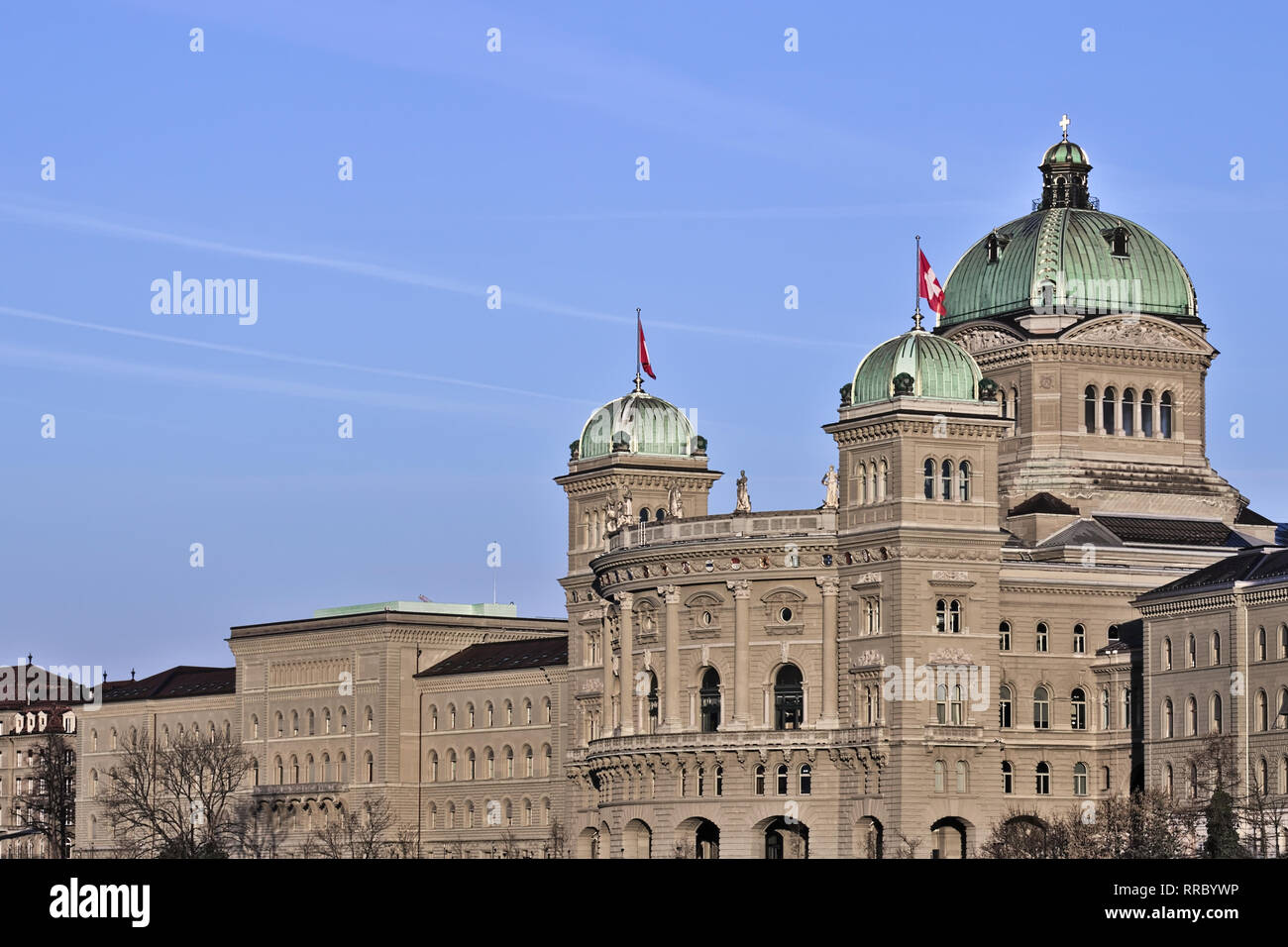 Il Palazzo Federale (1902), il Palazzo del Parlamento (Bundeshaus (Parlamento)) di alloggiamento del Consiglio federale, Berna, la città capitale della Svizzera, l'Europa. L'edificio è s Foto Stock