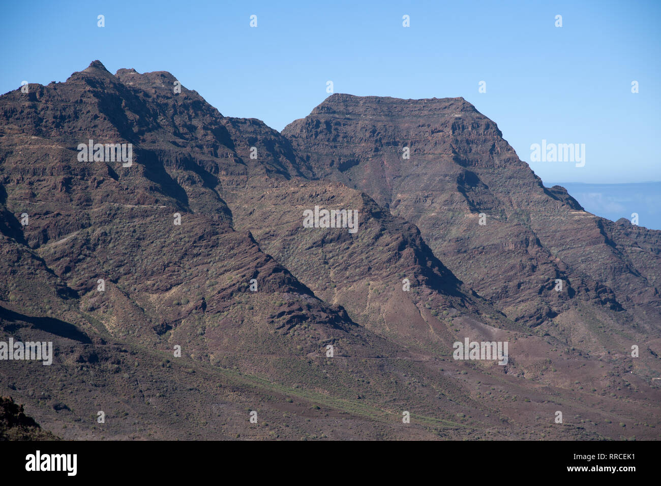 Montagne vista sulla valle La Aldea, Gran Canaria, Spagna Foto Stock