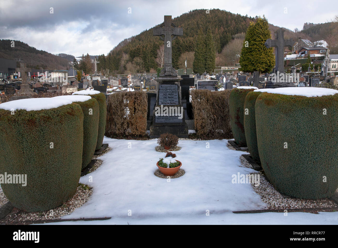 Cimitero di Malmedy, Belgio, Europa. Friedhof von Malmedy, Belgien, Europa. Foto Stock