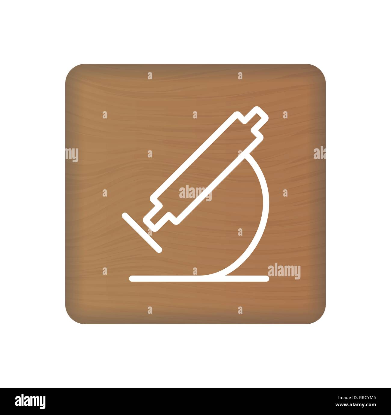 Icona di microscopio su blocchi di legno isolato su uno sfondo bianco. Illustrazione Vettoriale. Illustrazione Vettoriale