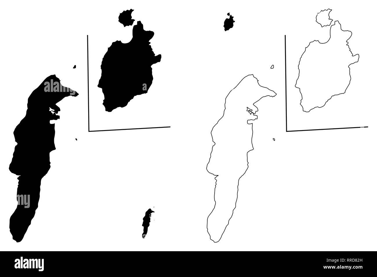 Arcipelago di San Andres e Providencia e Santa Catalina (Colombia, Repubblica di Colombia, dipartimenti della Colombia) mappa illustrazione vettoriale, scribble Illustrazione Vettoriale