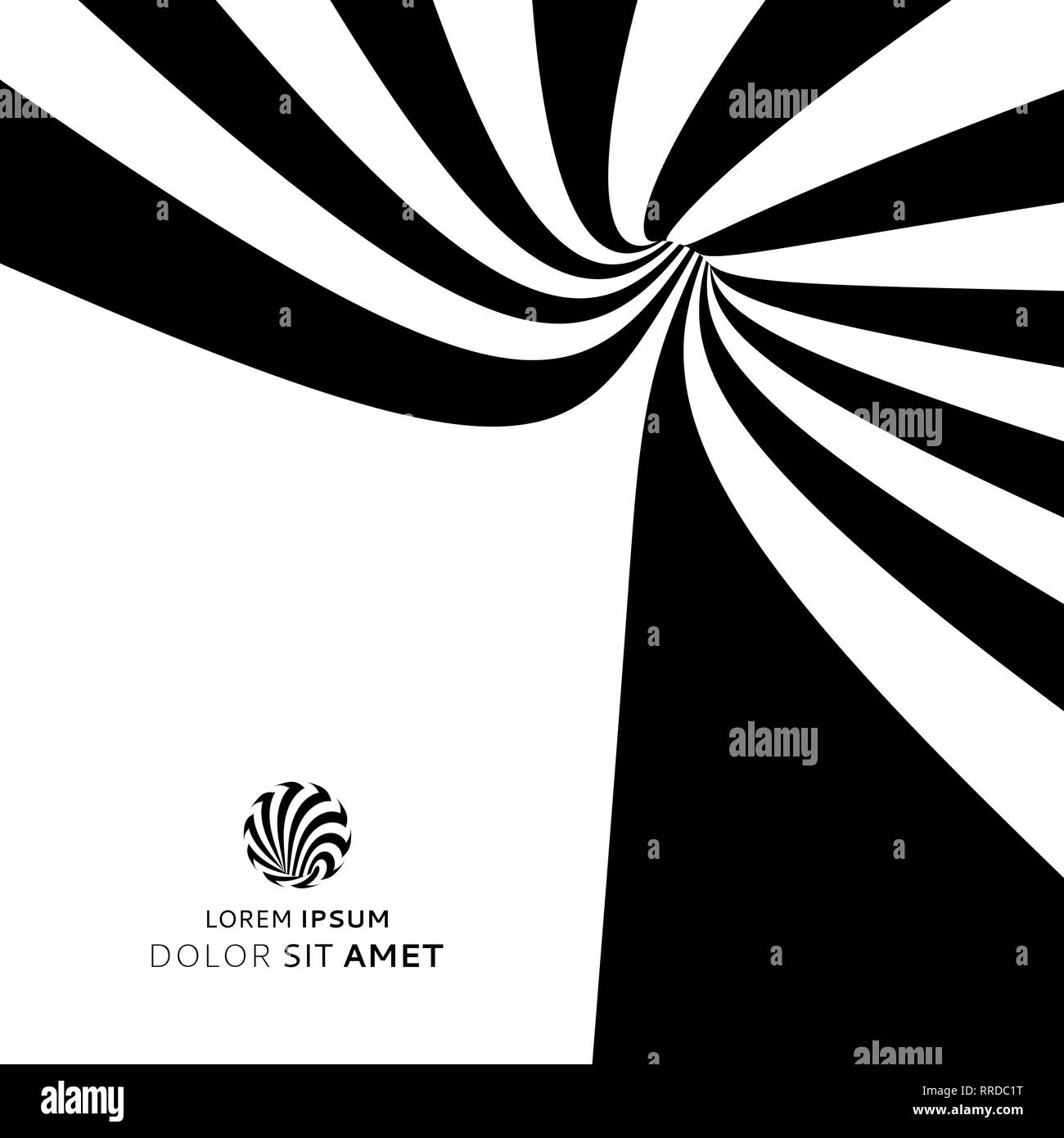 Modello con illusione ottica. Design in bianco e nero. Striped vVector illustrazione. Illustrazione Vettoriale