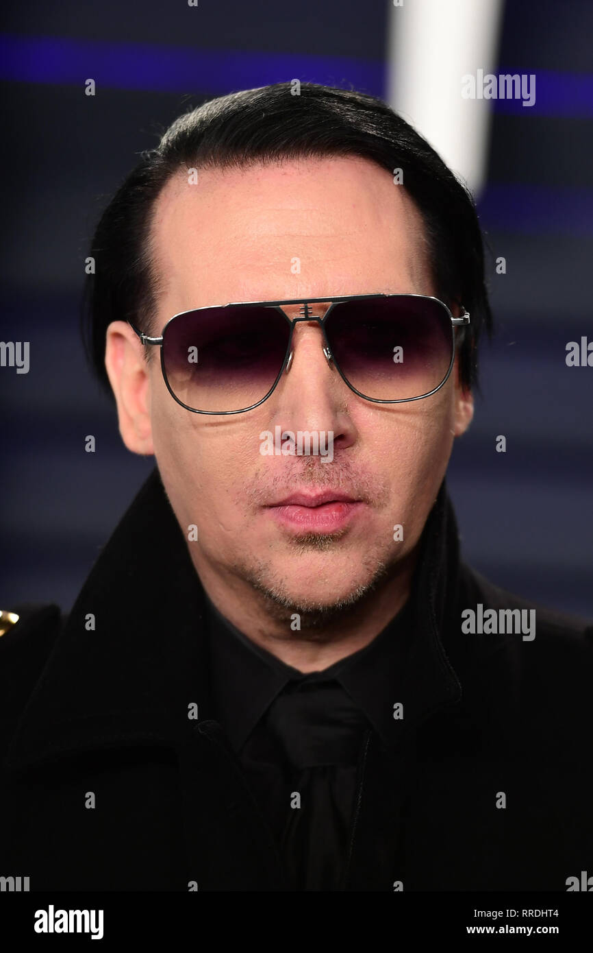 Marilyn Manson frequentando il Vanity Fair Oscar Party a Wallis Annenberg Center for the Performing Arts di Beverly Hills, Los Angeles, California, USA. Foto Stock