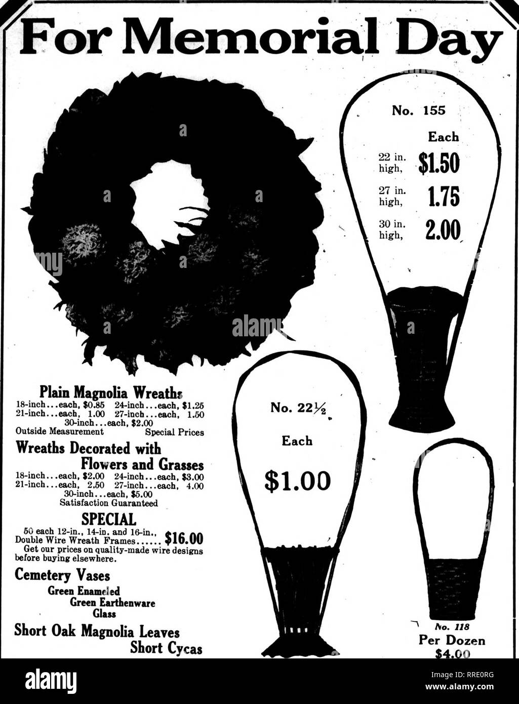 . Fioristi' review [microformati]. Floricoltura. Mat 12, 1921 i fioristi^ Review. 50 ogni 12-iii., 14-iD. e 16-in., *"/• aa a doppio filo corona telai l^lO.UU ottenere i nostri prezzi sulla qualità-realizzati disegni del filo prima di acquistare altrove. Cimitero di vasi smaltato verde verde vetro terracotta breve Oak Magnolia lascia breve Cycas ^ ^o. 118 Per dozzina di $4.00 POEHLMANN BROS. CO.. 66 a 74 East Randolph Street ^ CHICAGO, U. S. A.. Si prega di notare che queste immagini vengono estratte dalla pagina sottoposta a scansione di immagini che possono essere state migliorate digitalmente per la leggibilità - Colorazione e aspetto di queste illustrazioni non possono Foto Stock