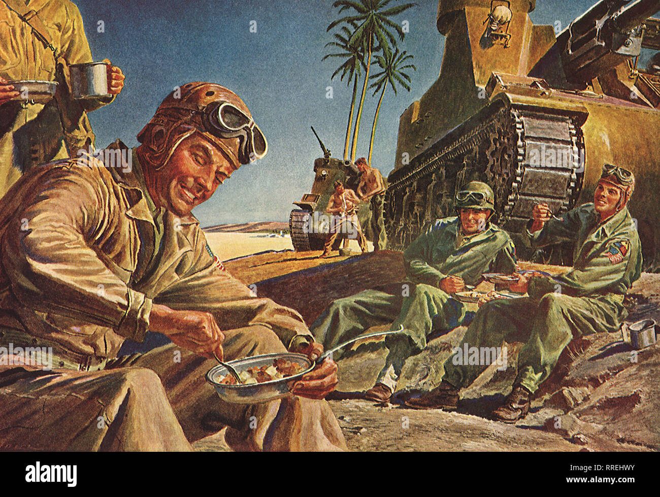 Chow tempo per soldati nel deserto. Foto Stock