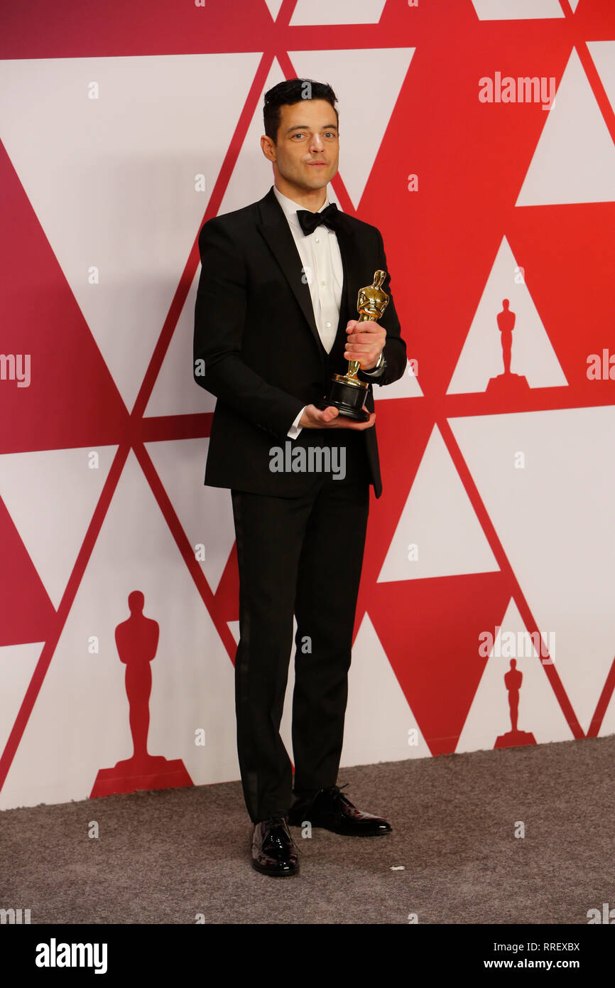 Rami Malek presso l'Academy Awards 2019 Foto Stock