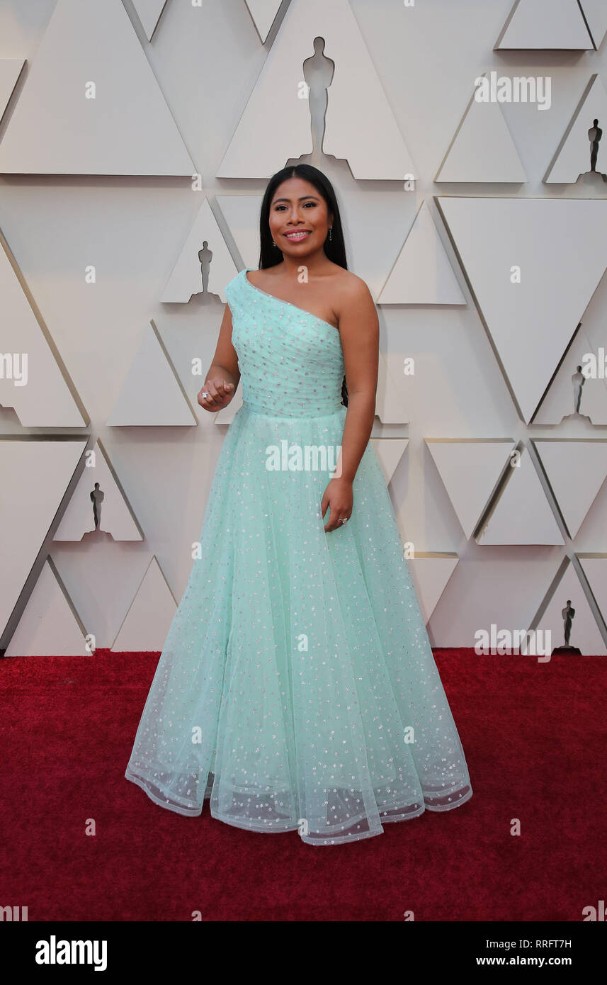 Hollywood, California, USA. 24 Febbraio, 2019. Yalitza Aparicio arriva al red carpet per la 91th Oscar alla cerimonia di premiazione in Hollywood, la California di domenica 24 febbraio 2019.EMILIO FLORES Credito: Emilio Flores/Prensa Internacional/ZUMA filo/Alamy Live News Foto Stock