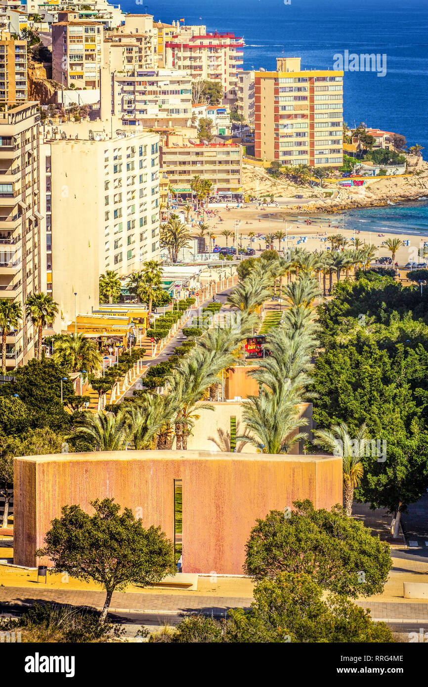Vista di Benidorm, La Cala Finestrat e la Cala di Villajoyosa Foto Stock