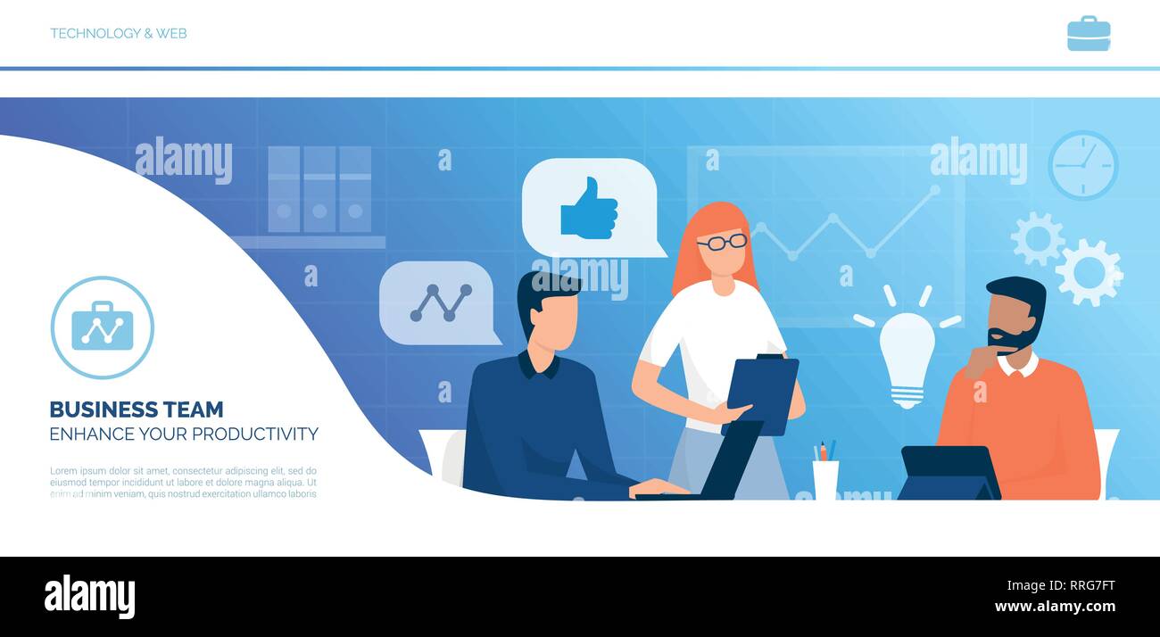 Creative team business lavora in ufficio e lo sviluppo di nuove idee Illustrazione Vettoriale