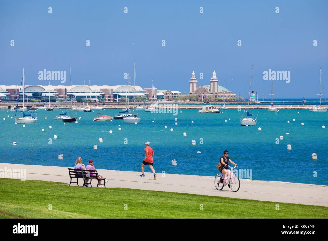 Il lago Michigan, Chicago, Illinois, Stati Uniti d'America, America del Nord Foto Stock