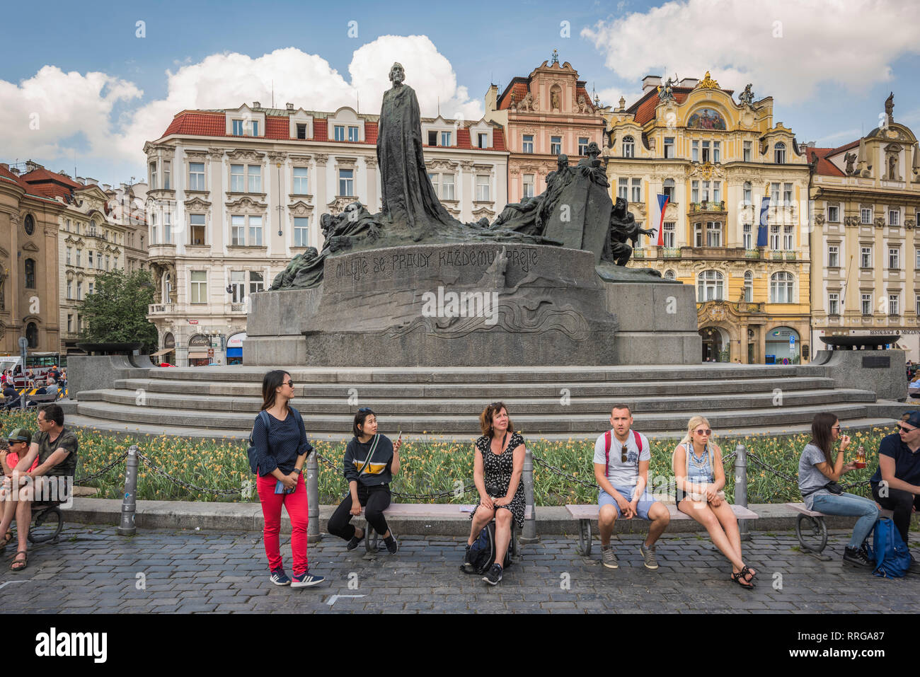 Jan Hus monumento, Praga, Repubblica Ceca, Europa Foto Stock