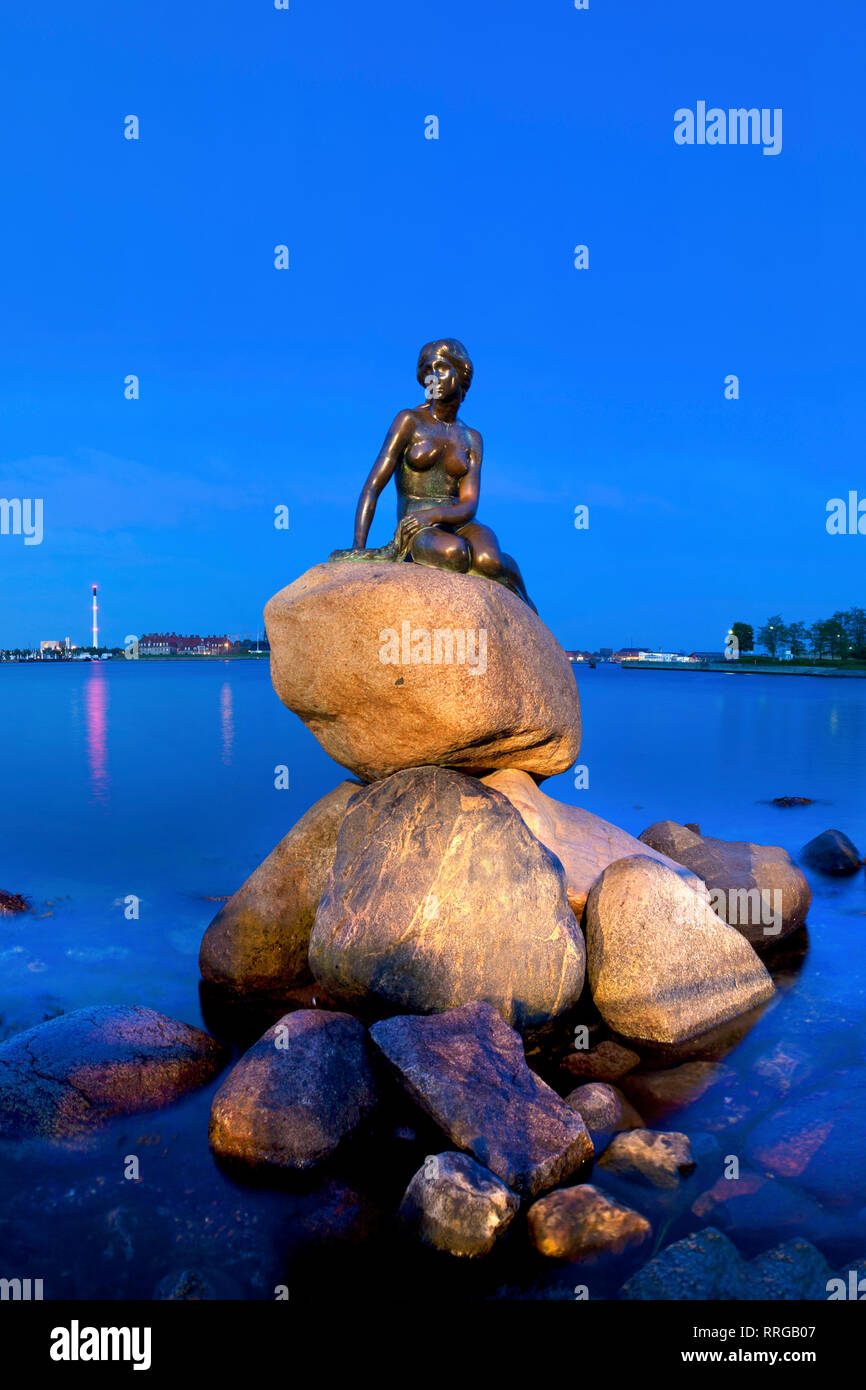 Statua della Sirenetta, Copenaghen, Danimarca, Europa Foto Stock