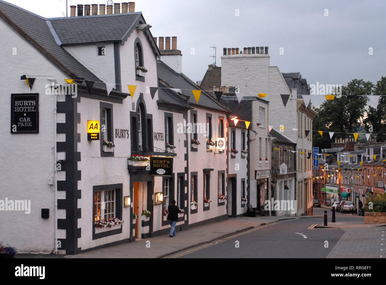 Turismo: Hotel Burts a High Street, Melrose, Scottish Borders, Scozia, Regno Unito Foto Stock