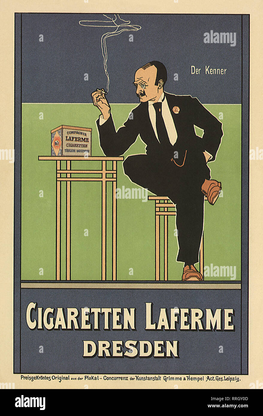 Uomo seduto fumatori Poster. Foto Stock