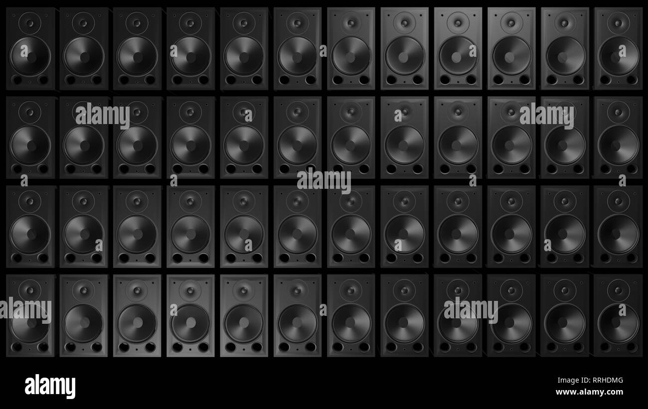 3D illustrazione di stereo Casse woofer con texture nera. Foto Stock