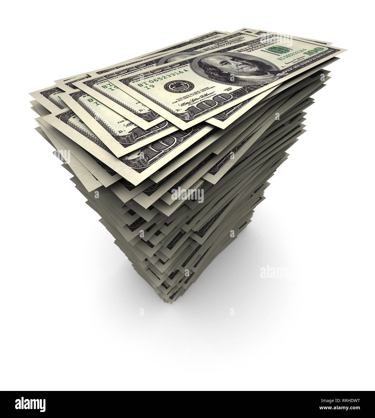 Super alta risoluzione 3D render di mille 100 dollari US Dollar Bills. Foto Stock