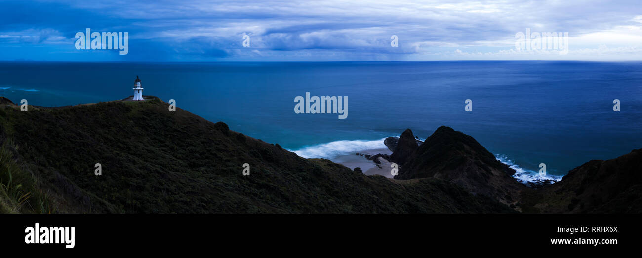 Cape Reinga Lighthouse (Te Rerenga Wairua faro), Aupouri Penisola, Northland e North Island, Nuova Zelanda, Pacific Foto Stock