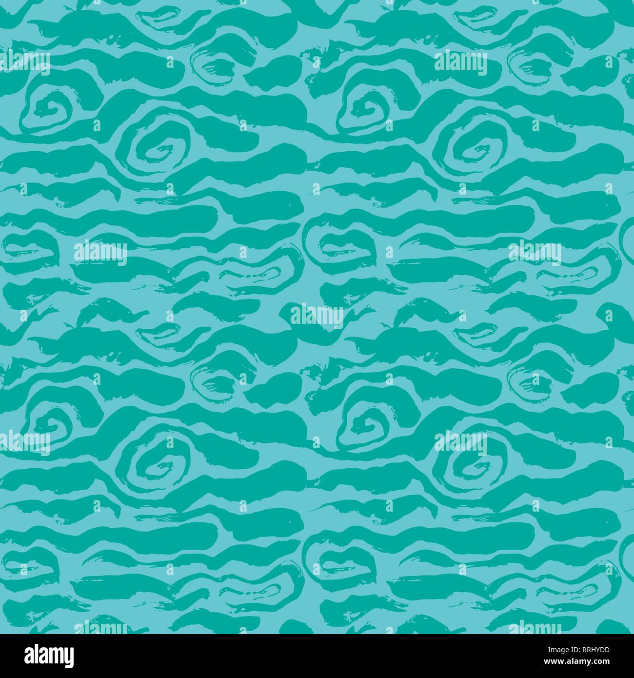 Spazzola onda dipinta seamless pattern. Strisce blu grunge background. Illustrazione Vettoriale