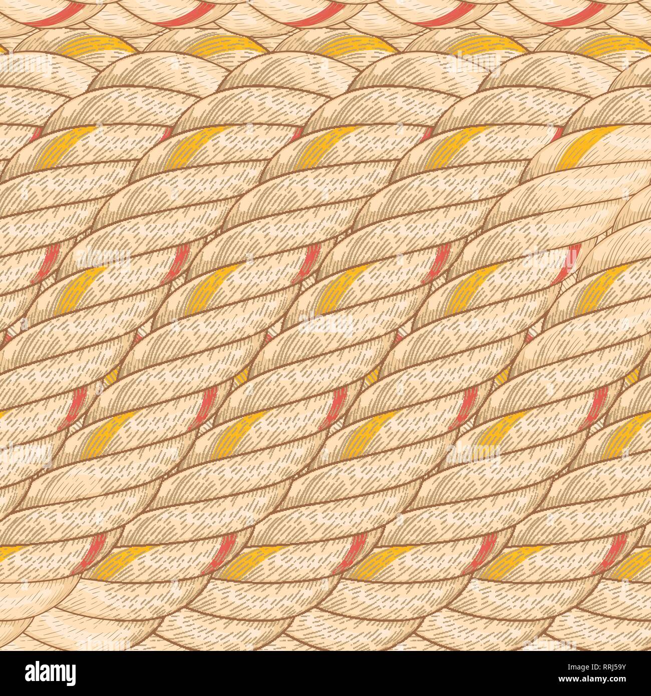 Modello senza soluzione di continuità con la fune piegatura. Illustrazione Vettoriale