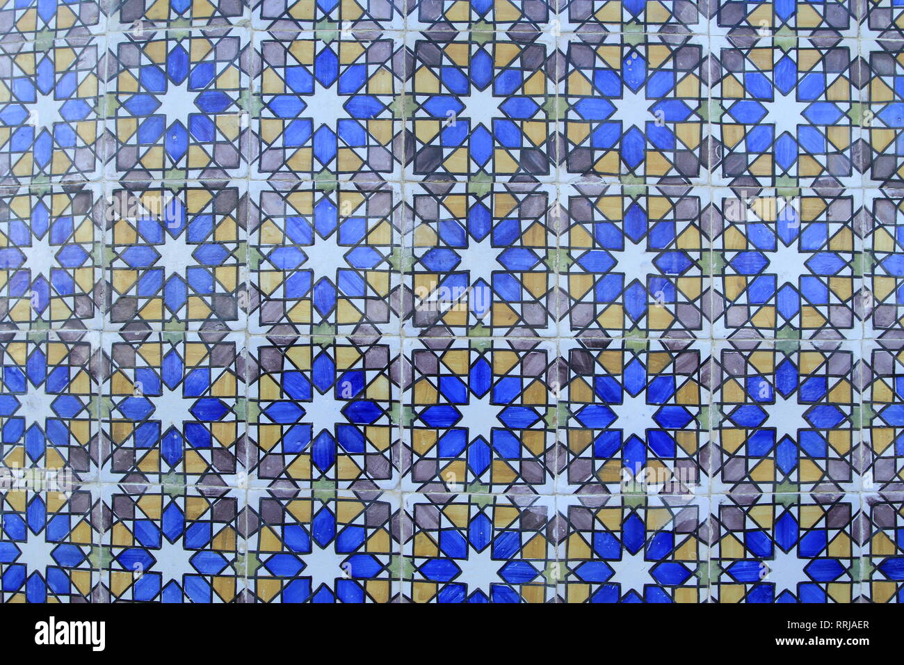 Dettaglio della parete ricoperta in azulejos, pena Palace, Sintra, Portogallo Foto Stock