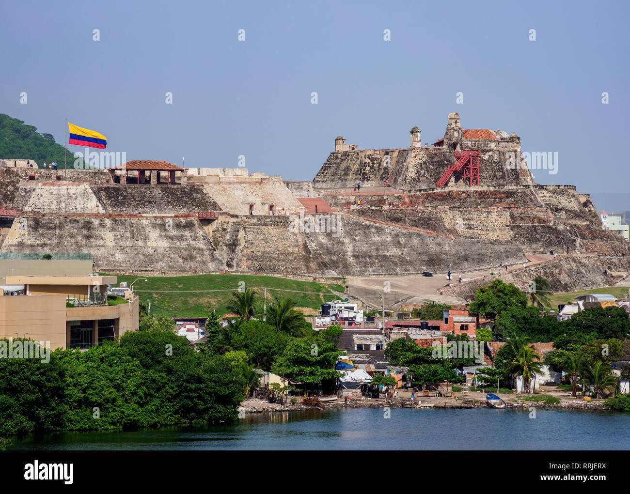 San Felipe Castello, Sito Patrimonio Mondiale dell'UNESCO, Cartagena, Dipartimento di Bolivar, Colombia, Sud America Foto Stock