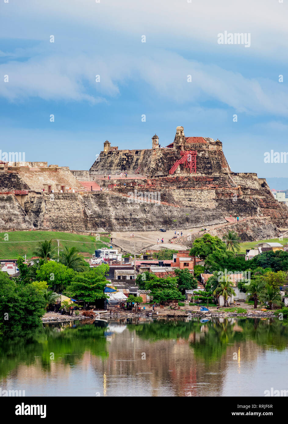 San Felipe Castello, Sito Patrimonio Mondiale dell'UNESCO, Cartagena, Dipartimento di Bolivar, Colombia, Sud America Foto Stock