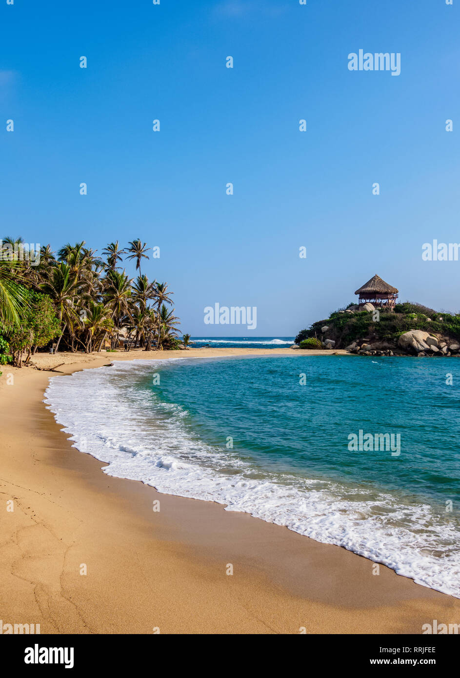 El Cabo San Juan del Guia beach, Nazionale Tayrona Parco Naturale, dipartimento di Magdalena, Caraibi, Colombia, Sud America Foto Stock