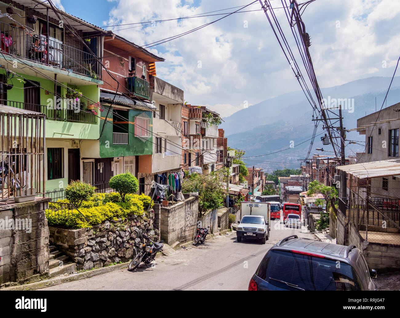 El Barrio Pablo Escobar, Medellin, dipartimento di Antioquia, Colombia, Sud America Foto Stock