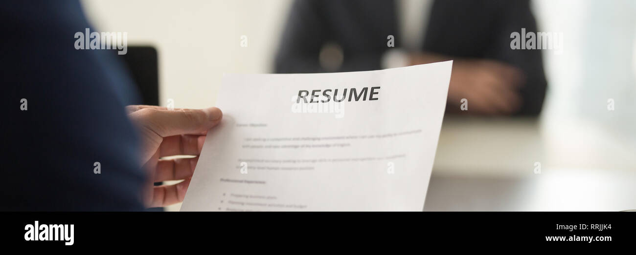 Capo azienda curriculum cv carta intervistando il posto vacante candidatura immagine panoramica Foto Stock