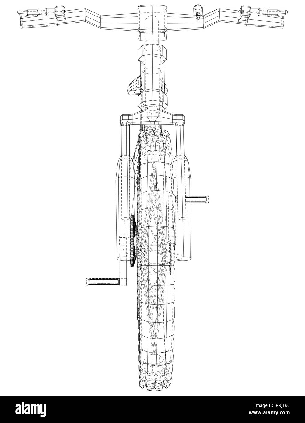 In bicicletta. Vettore concetto wireframe. Blu porpora. Creato illustrazione di 3d. Illustrazione Vettoriale
