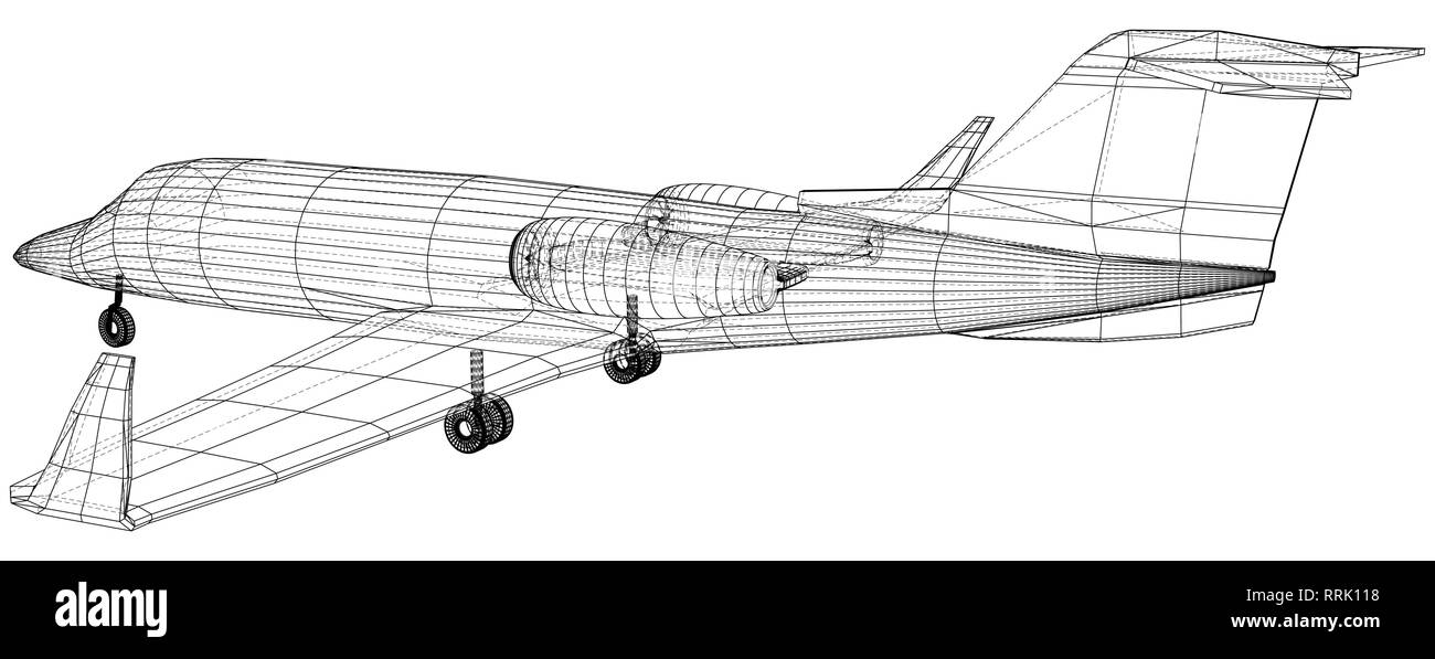 Vettore aereo, vettore concetto wireframe. Creato illustrazione del 3d Illustrazione Vettoriale