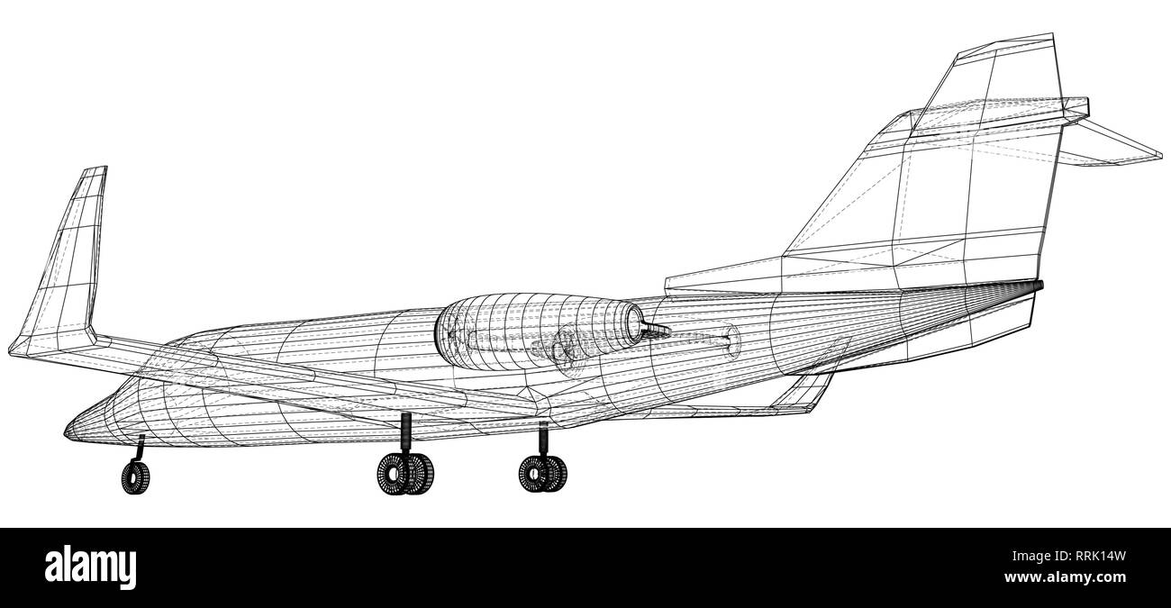 Vettore aereo, vettore concetto wireframe. Creato illustrazione del 3d Illustrazione Vettoriale