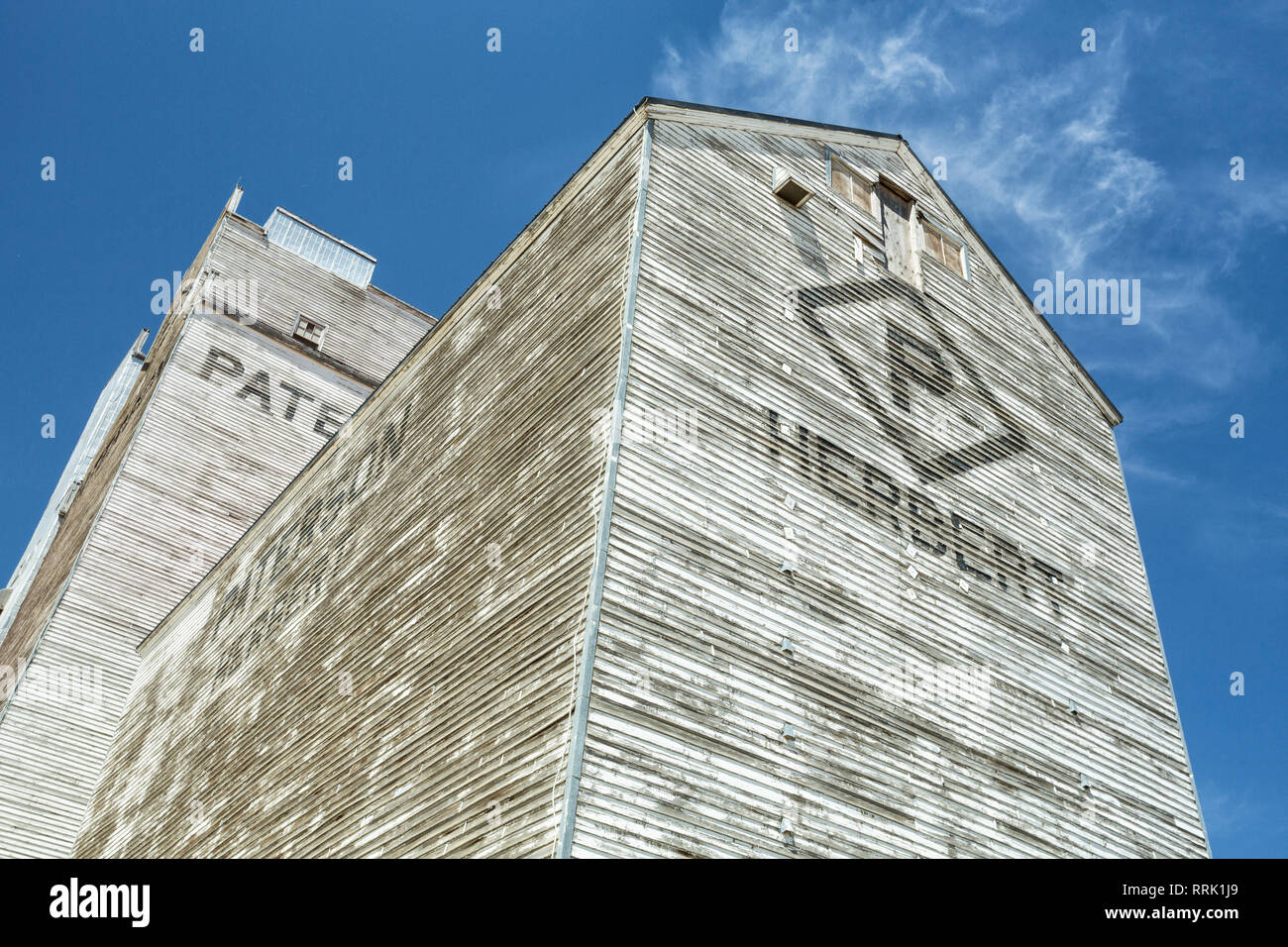 Elevatore granella dettaglio, Herbert, Saskatchewan, Canada Foto Stock