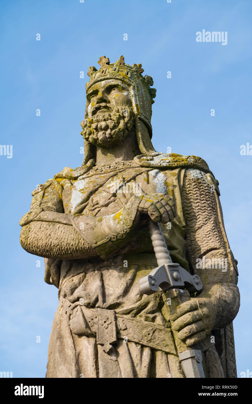 Statua di Re Roberto Bruce al Castello di Stirling, Stirling, Scozia, Regno Unito Foto Stock