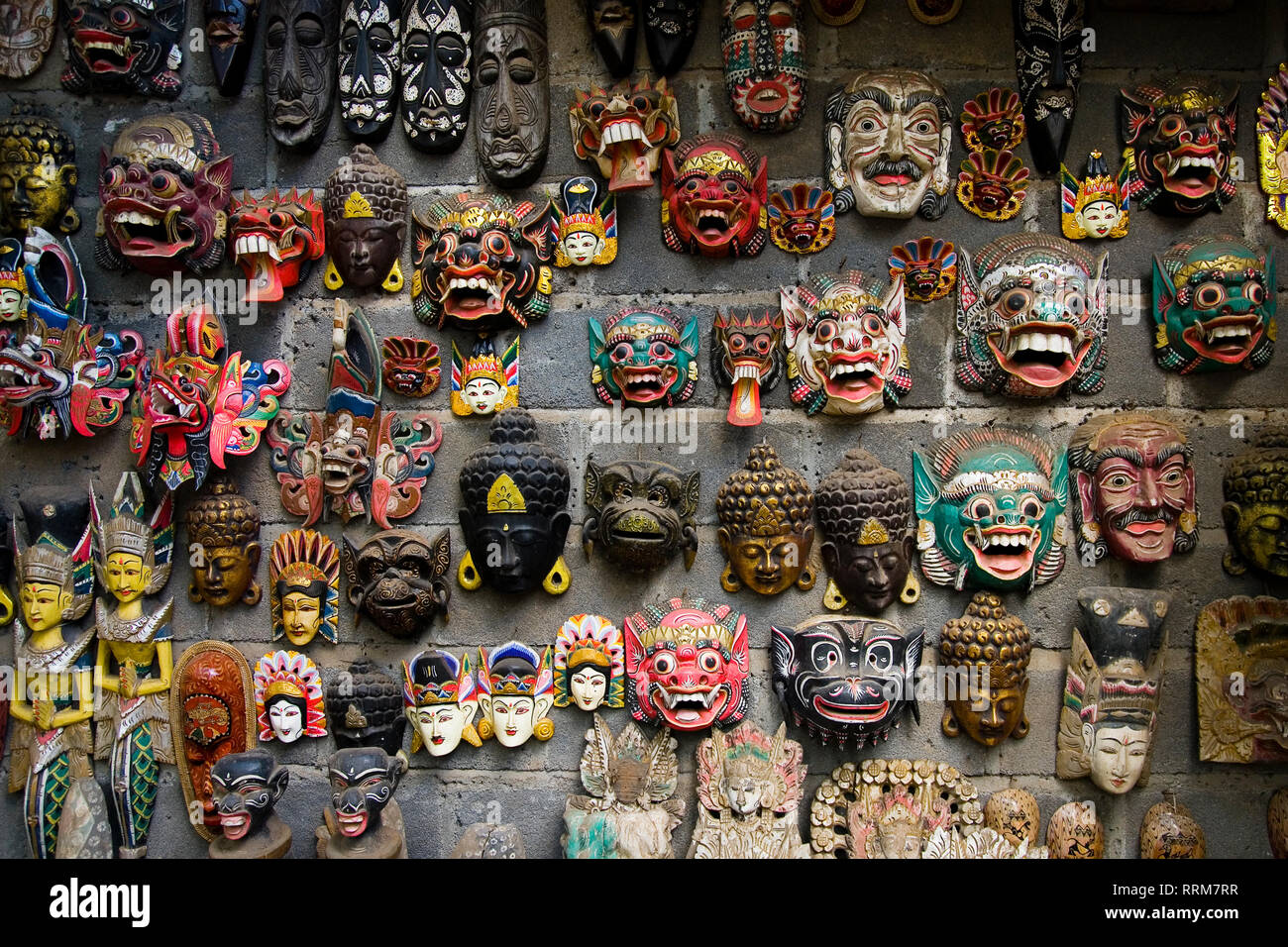 Maschera da Parete Rosso di Legno Monkey Mask Of Barong Intagliato a Mano Bali 