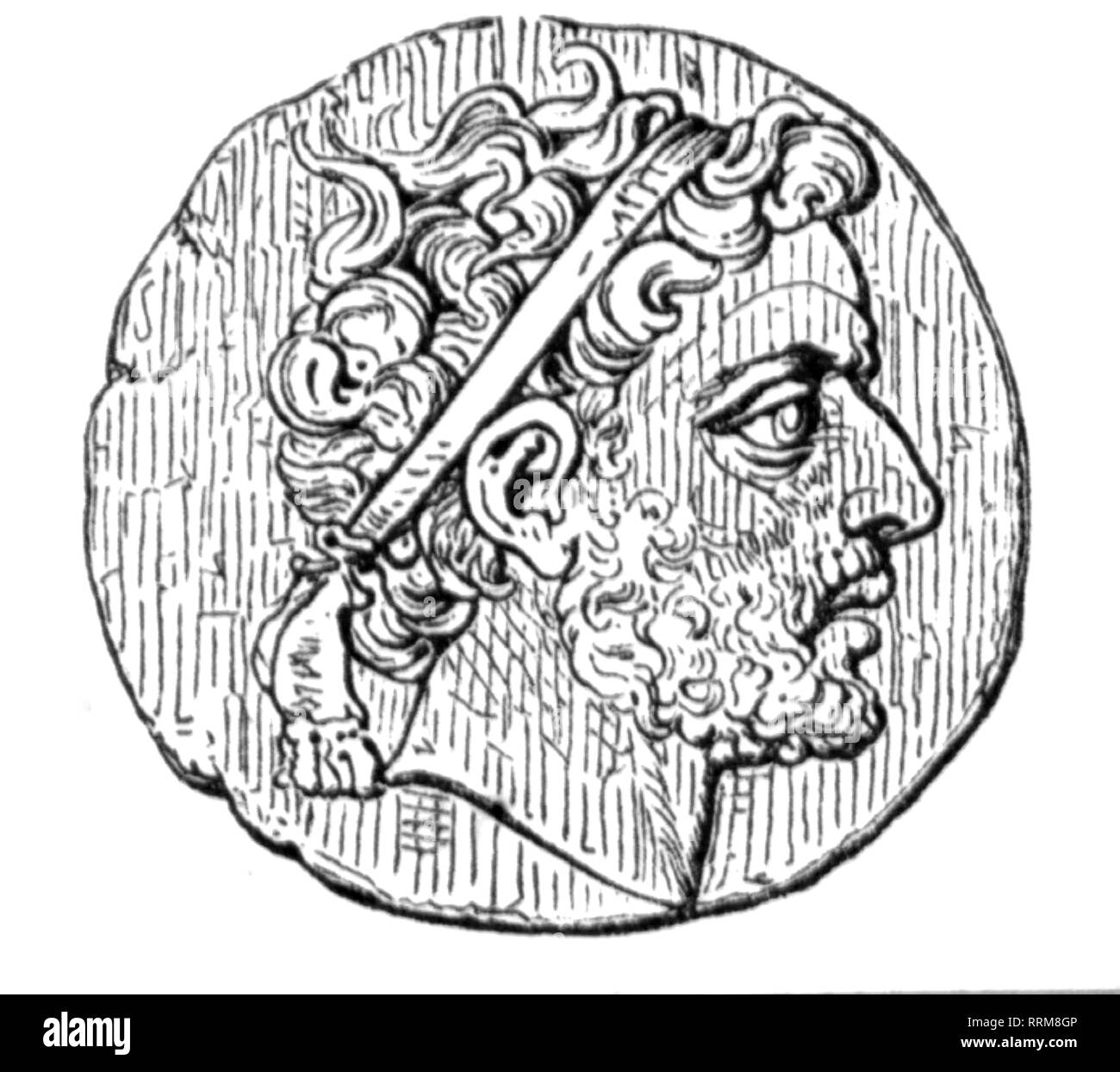 Filippo V, 238 - 179 BC, re di Macedonia 221 - 179 BC, ritratto, dopo la moneta, circa 200 BC, incisione su legno, secolo XIX, Additional-Rights-Clearance-Info-Not-Available Foto Stock
