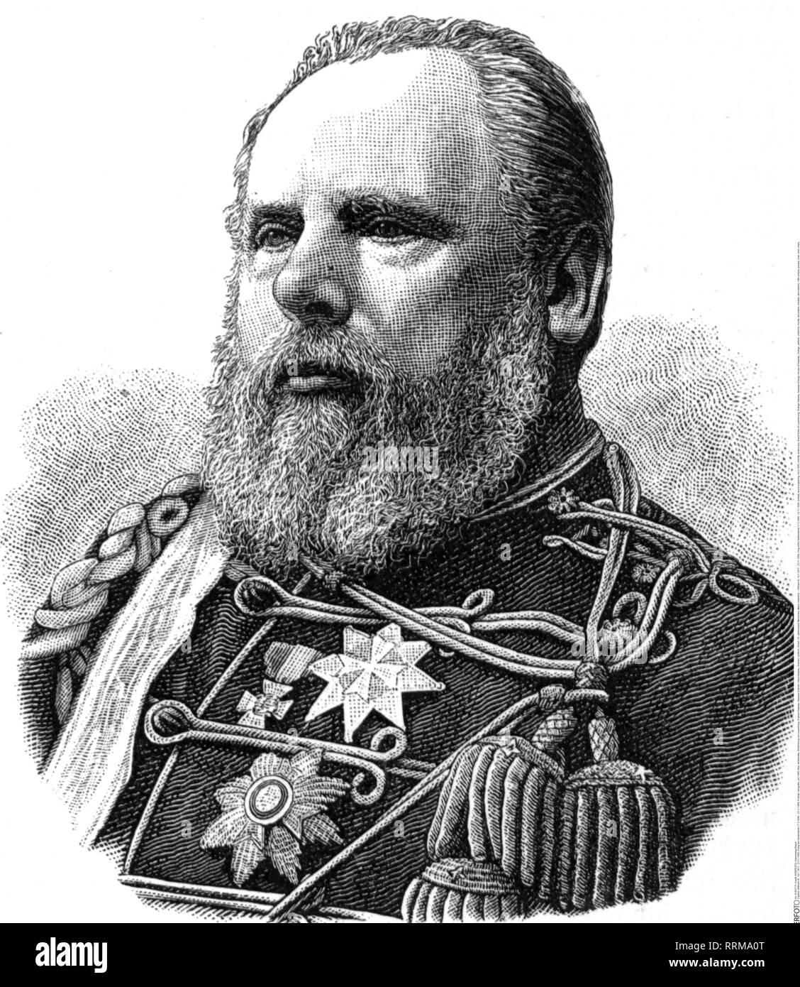 Guglielmo III, 19.1.1817 - 23.11.1890, Re dei Paesi Bassi 17.3.1849 - 23.11.1890, ritratto, incisione su legno, circa 1895, Additional-Rights-Clearance-Info-Not-Available Foto Stock