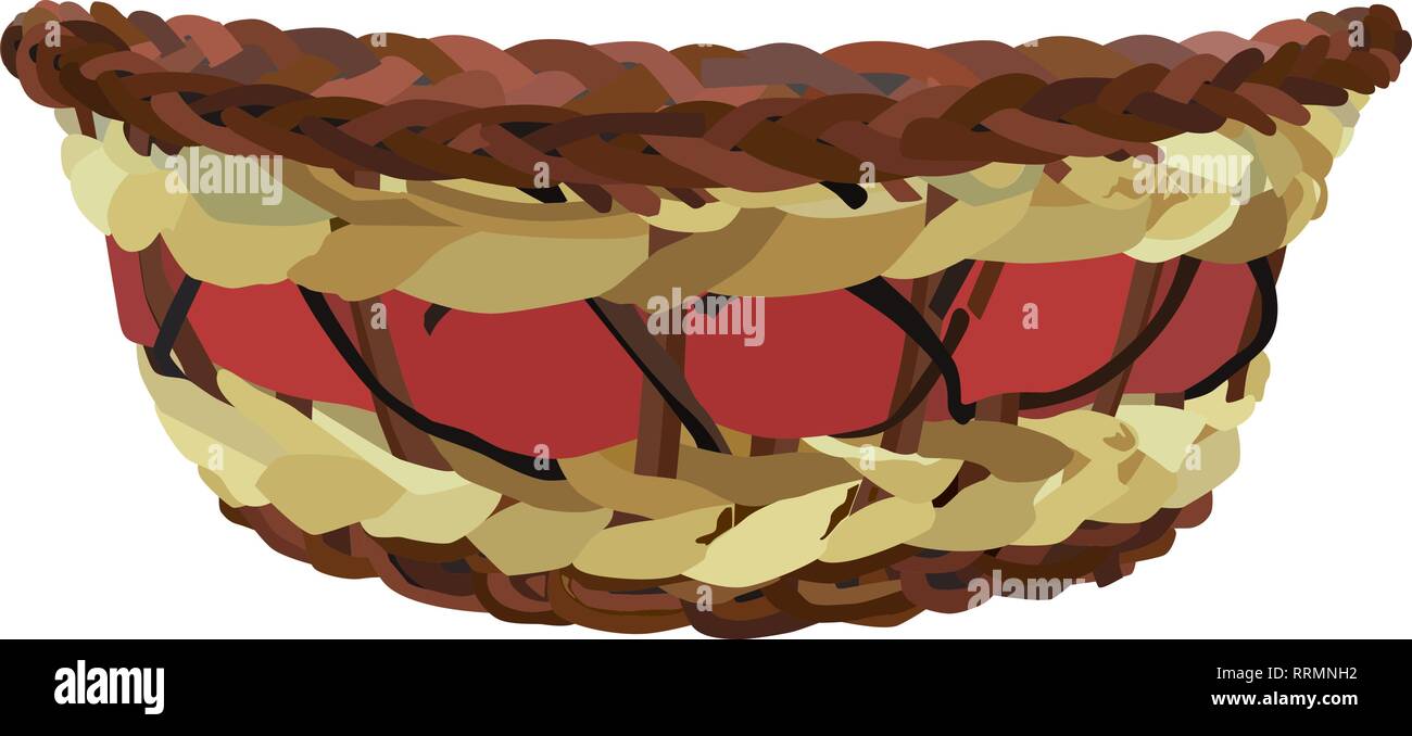 Svuotare cesto in vimini. Illustrazione di vettore isolato su sfondo bianco. Illustrazione Vettoriale