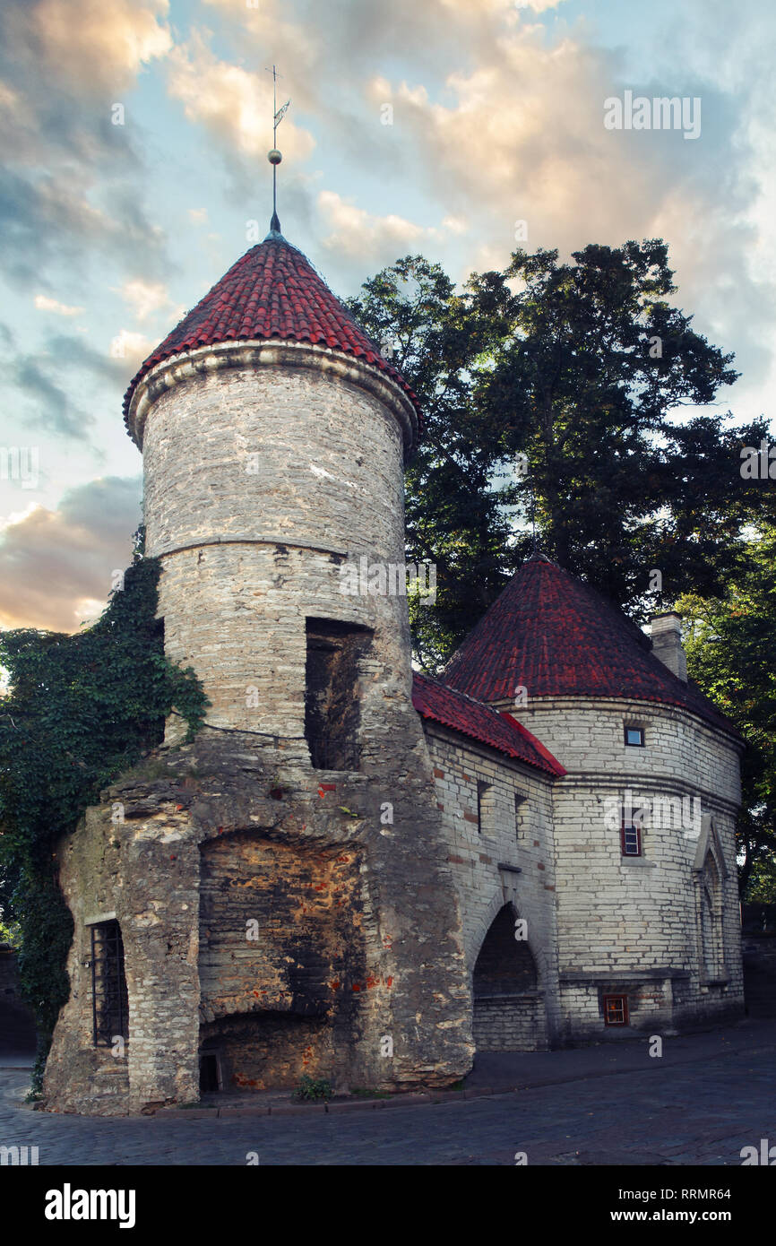 Viru Gate, Tallinn, Estonia. Città vecchia di città turistica Tallinn Foto Stock