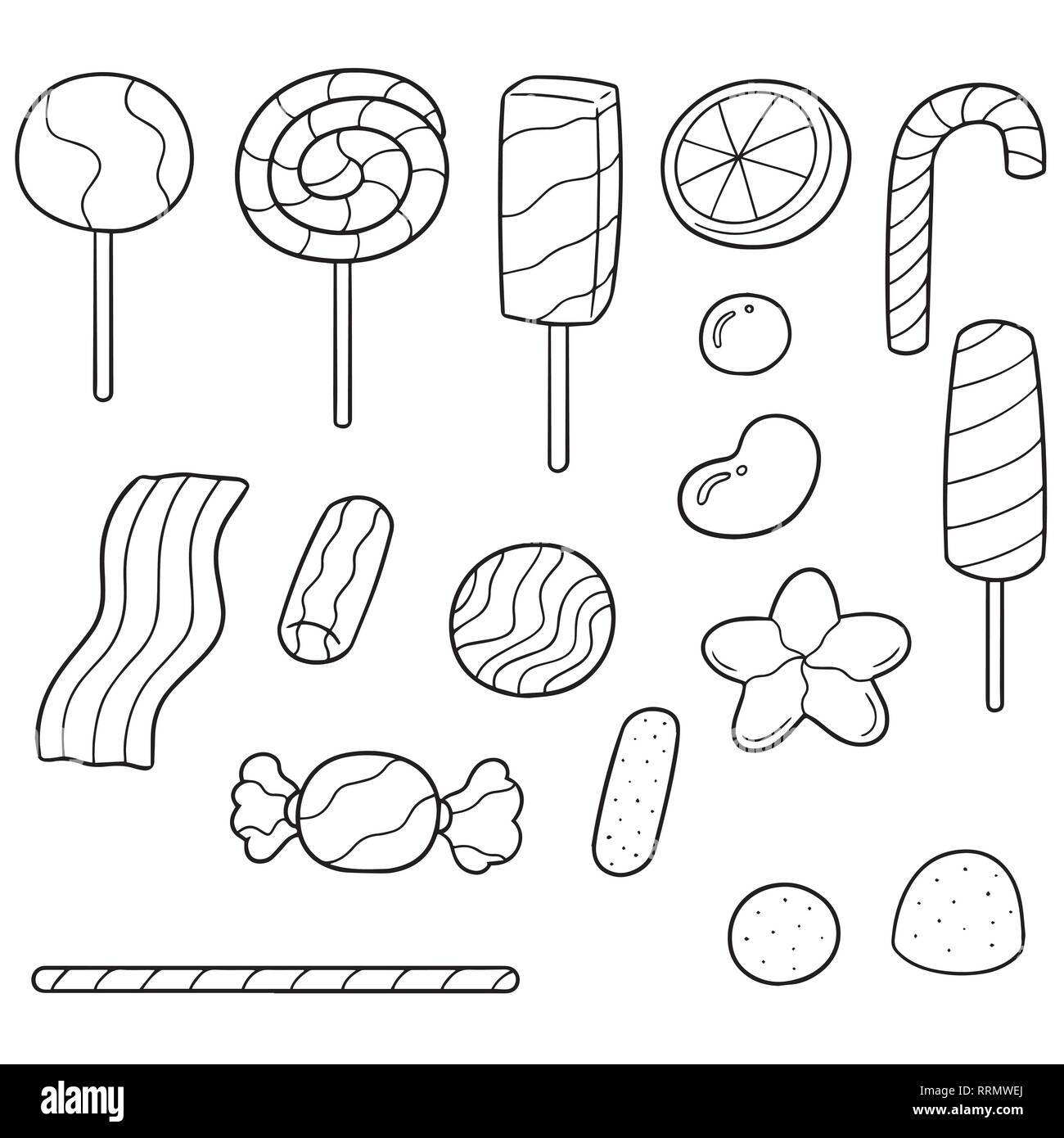 Set di vettore di dolciumi e caramelle Illustrazione Vettoriale