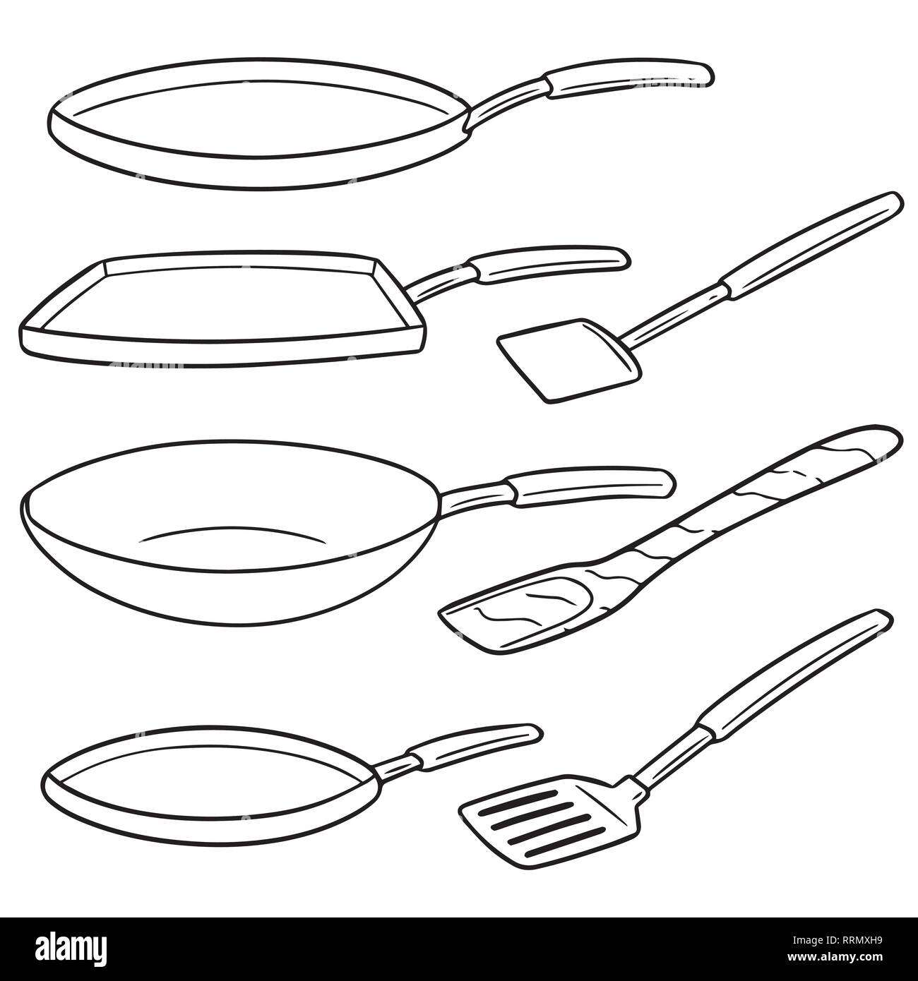 Set di vettore di pan e flipper Illustrazione Vettoriale