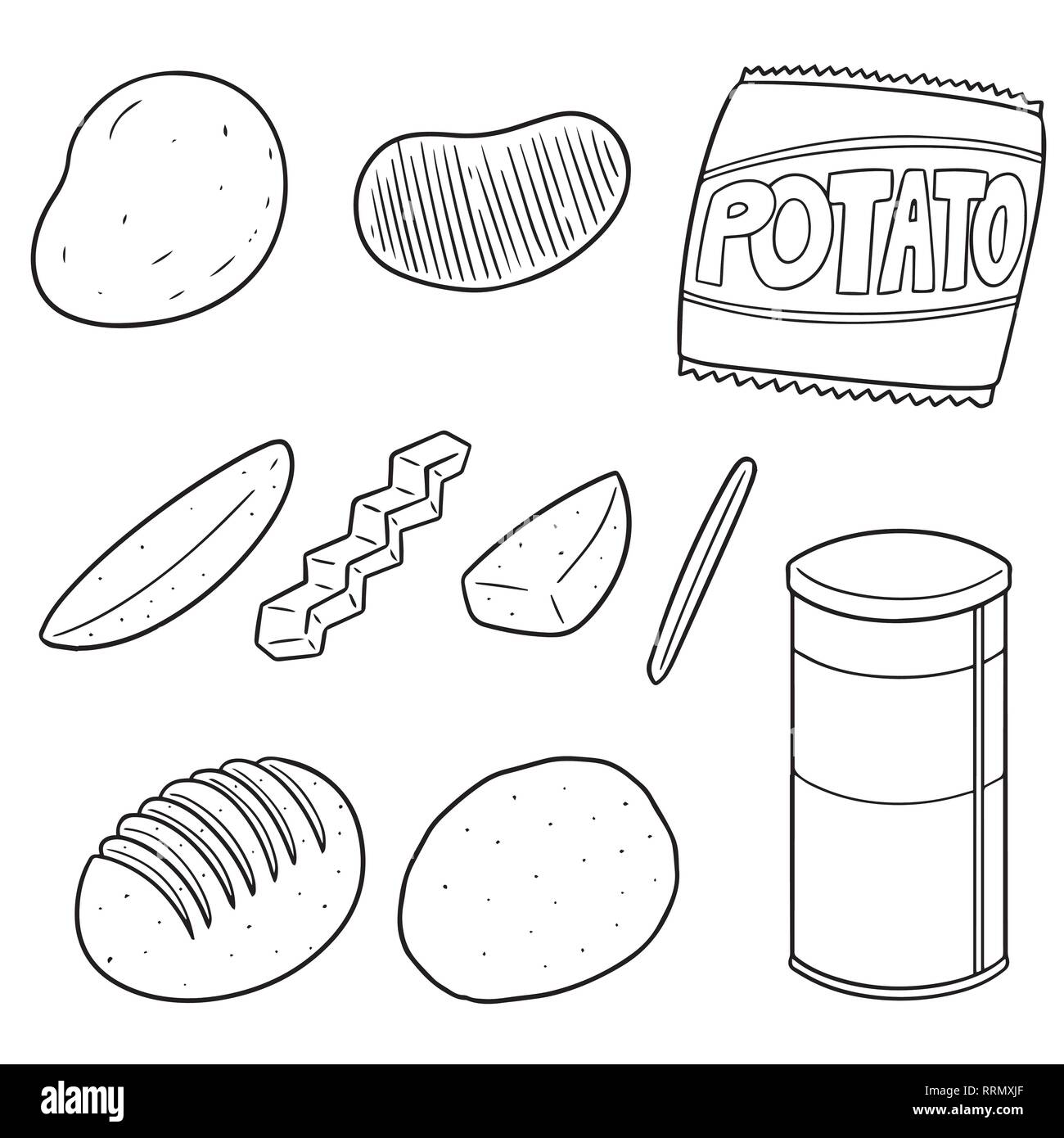 Set di vettore di prodotti a base di patate Illustrazione Vettoriale