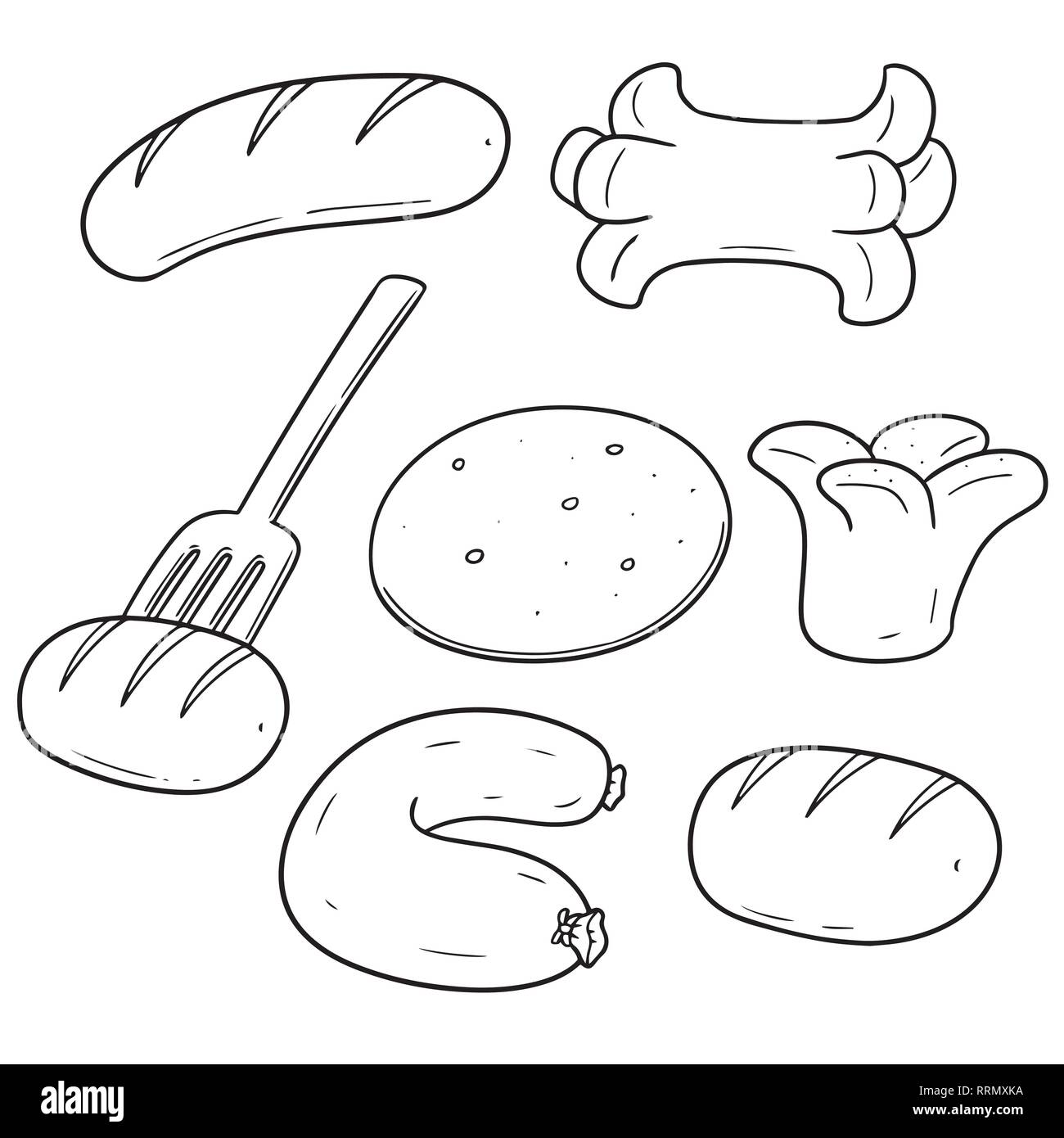 Set di vettore di salsicce Illustrazione Vettoriale