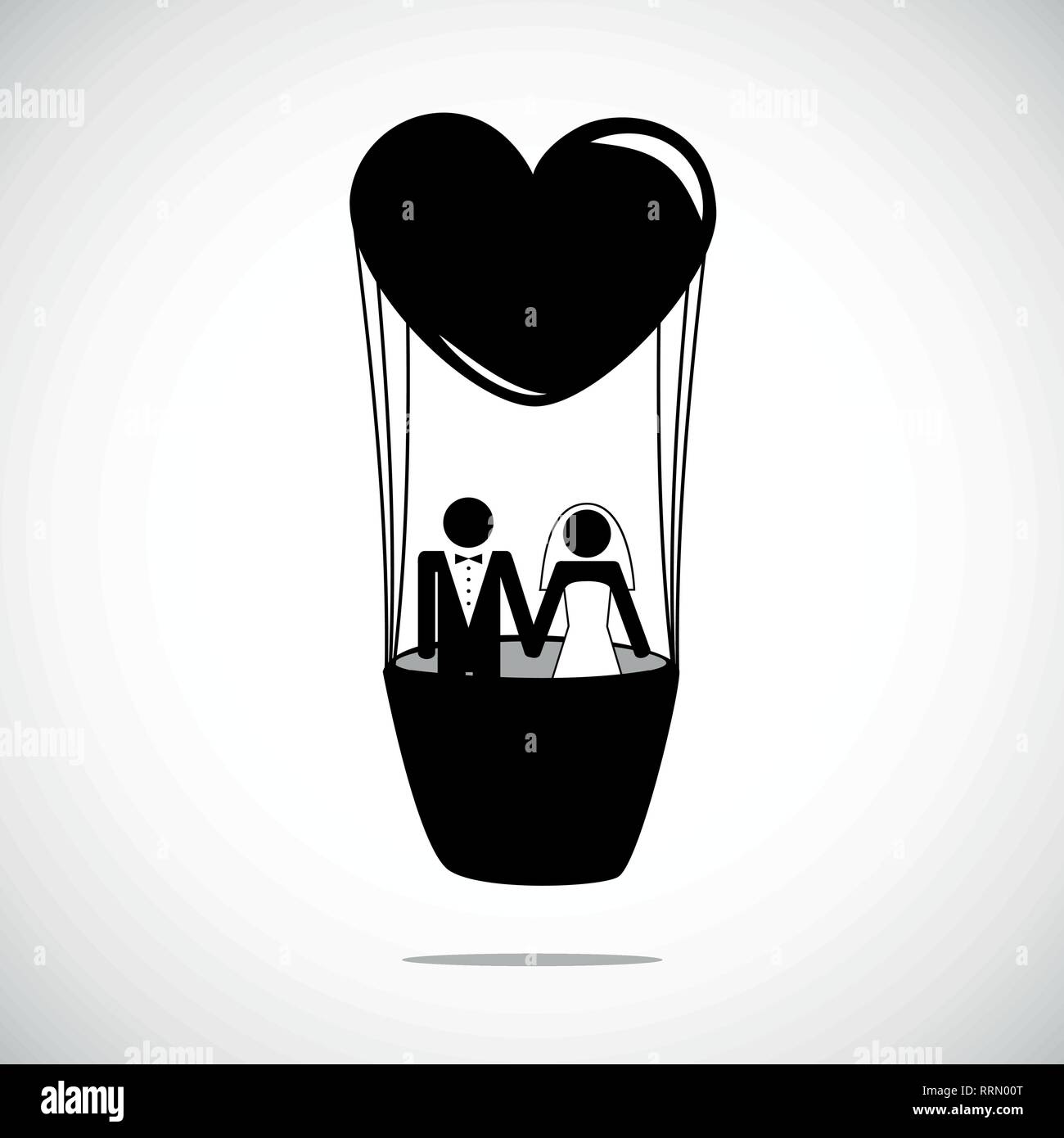 Balloon ride nel cuore mongolfiera pittogramma illustrazione vettoriale EPS10 Illustrazione Vettoriale