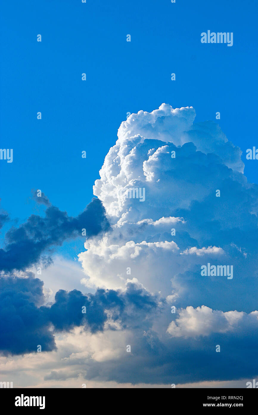 Bella nuvole bianche sul cielo blu sullo sfondo. Nuvole bianche sul cielo sconfinato. Il cielo blu con nuvole bianche. Paesaggio e cielo blu. Vista cielo. Celesti Foto Stock